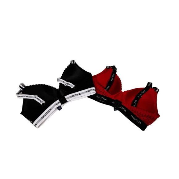 NWOT Set of 2 Nautica Women’s Lace Padded No Wire Bras Size 36C Black & Red​ - Picture 4 of 7